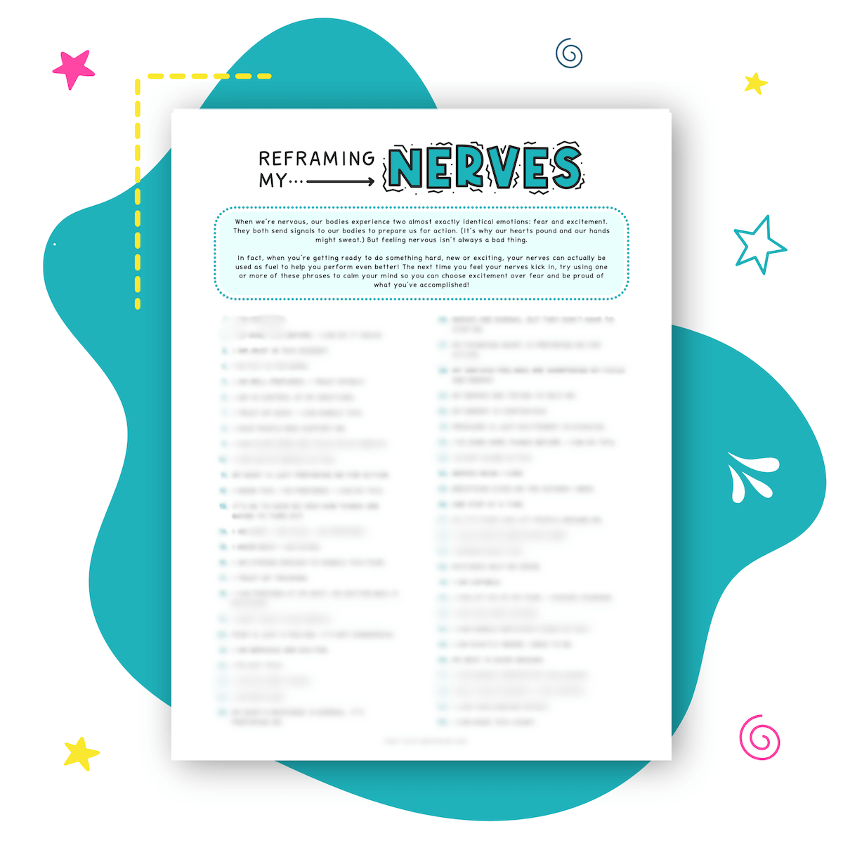 Reframing My Nerves | 50 Phrases To Help Kids And Teens With Test And Pre Performance Jitters | This Time Of Mine