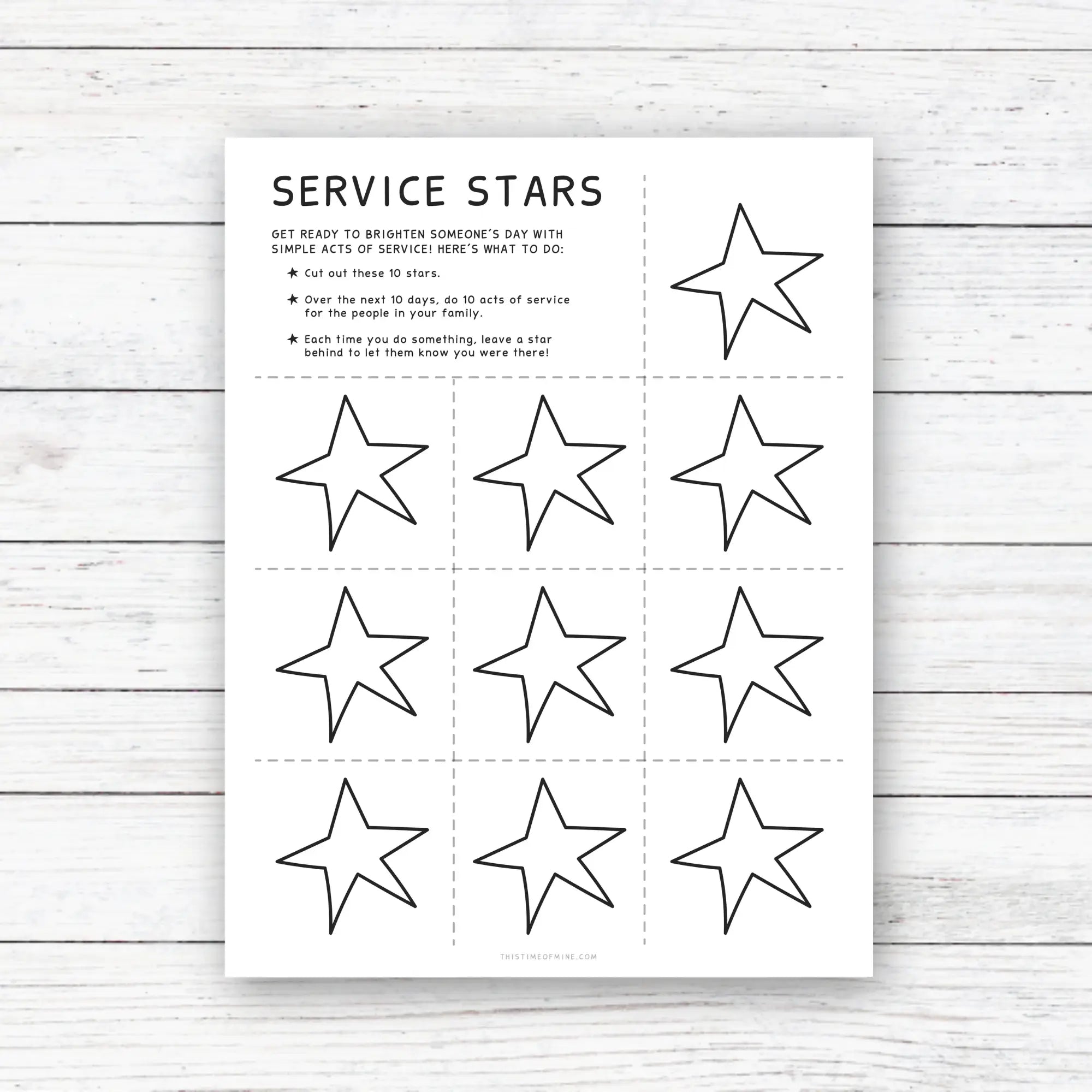 Mockup Of Service Stars - Printable Kindness Activity Challenge For Kids