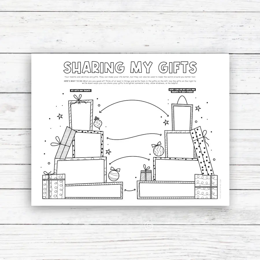 Sharing My Gifts - Printable Confidence And Kindness Activity For Kids