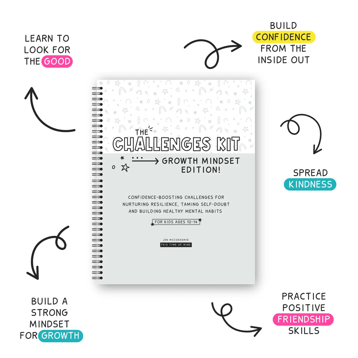 Mockup Of The Cover Of The Challenges Kit Growth Mindset Edition For Kids 10-14 | Help Kids Build Confidence And Practice Healthy And Positive Mental Habits