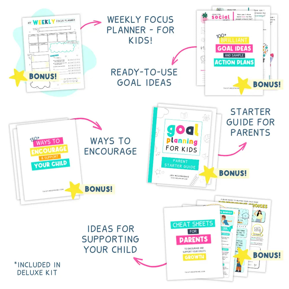 Mockup Of The Dream Big Goal Planning Kit For Kids (Deluxe Kit Bonuses)