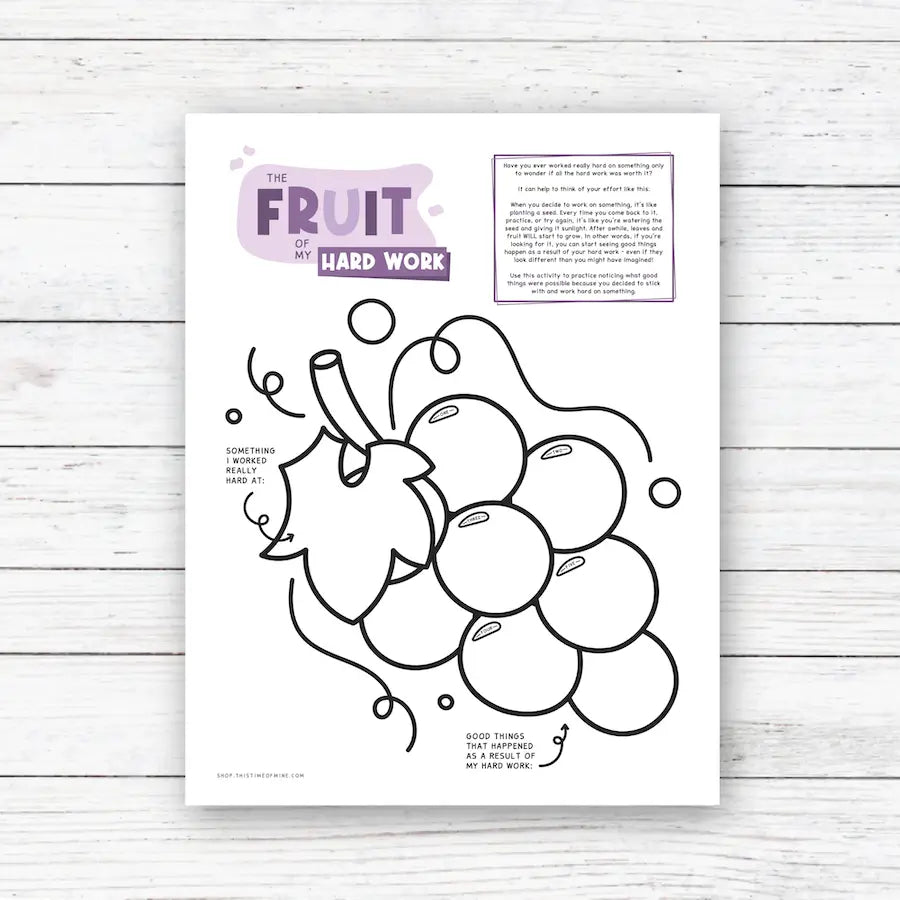 Mockup Of The Fruit Of My Hard Work | Printable Confidence And Perseverance Activity For Kids