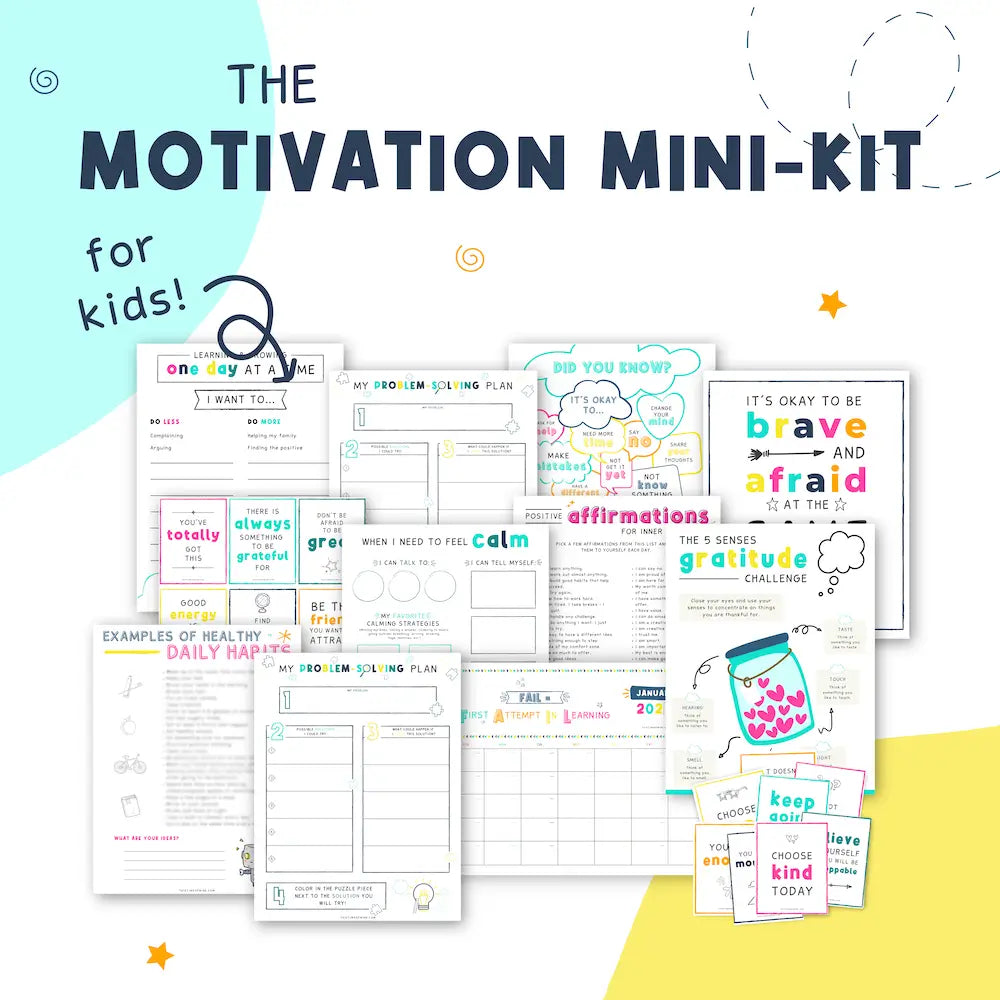 Mockup Of The Motivation Mini-Kit | Build Positive Motivated Mindset For Growth For Kids