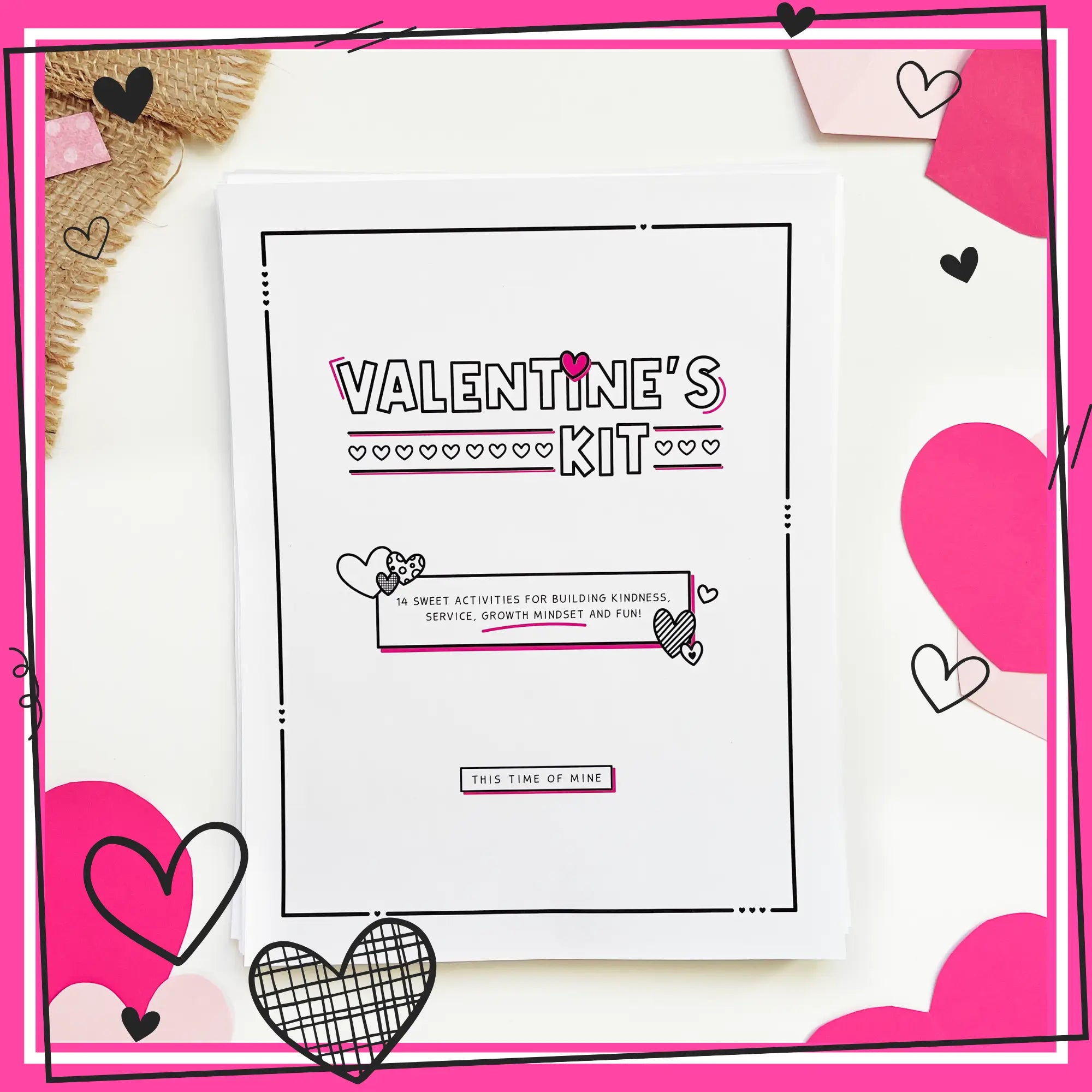 Mockup Of Valentine's Kit For Kids To Spread Kindness, Set Goals And Have Fun