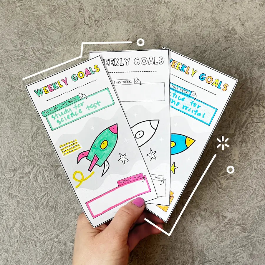 Mockup Of Weekly Goal Bookmarks | Printable Goal Trackers For Kids